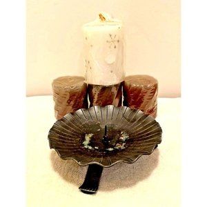 VINTAGE CANDLE STAND 3 FOOTED WITH 4 NEW CHRISTMAS CANDLES ~ MADE IN AUSTRIA